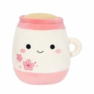 Squishmallow Algernon The Pink And White Sakura Tea Cup NWT